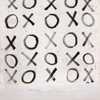 Hand-Painted Silk Scarf - Black Paint Splatter X's + O's - Michelle Owenby Design