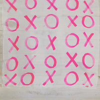 Hand-Painted Silk Scarf - Magenta X's + O's - Michelle Owenby Design