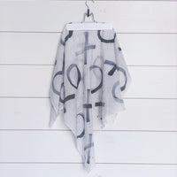 Hand-Painted Silk Scarf - Black Paint Splatter X's + O's - Michelle Owenby Design