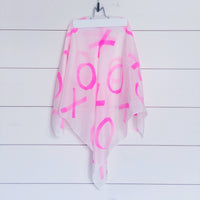 Hand-Painted Silk Scarf - Magenta X's + O's - Michelle Owenby Design