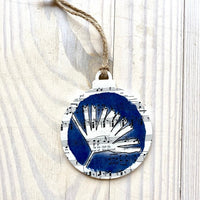 Round Musical Cyanotype Holiday Ornament