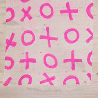 Hand-Painted Silk Scarf  - Magenta Paint Splatter X's + O's - Michelle Owenby Design