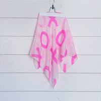 Hand-Painted Silk Scarf  - Magenta Paint Splatter X's + O's - Michelle Owenby Design