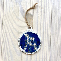 Round Musical Cyanotype Holiday Ornament