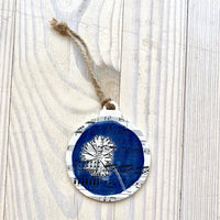 Round Musical Cyanotype Holiday Ornament