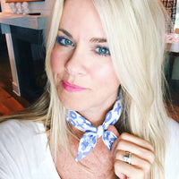 Hand-Painted Scarf - Turquoise Crosshatch - Michelle Owenby Design